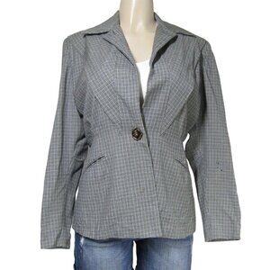 VTG 40s 50s Plaid Academia Preppy HERRINGBONE Retro  Harris Jacket Blazer S M